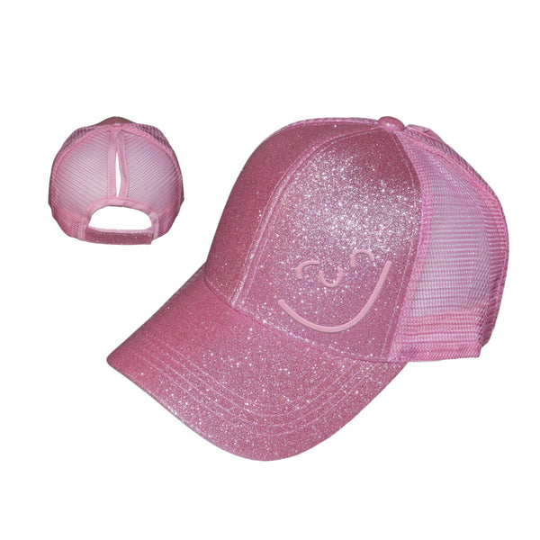 Pink Sparkly Run Smiley Hat