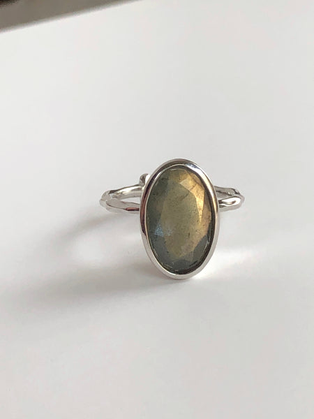 Large Labradorite Secret Skull Ring