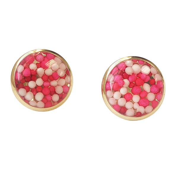 Red White and Pink Sprinkle Studs