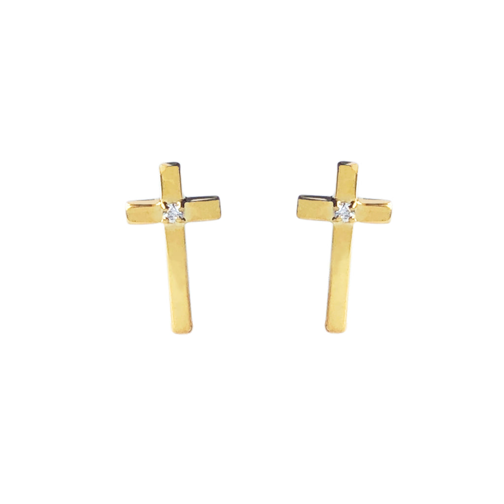 Cross diamond stud earrings Clearance