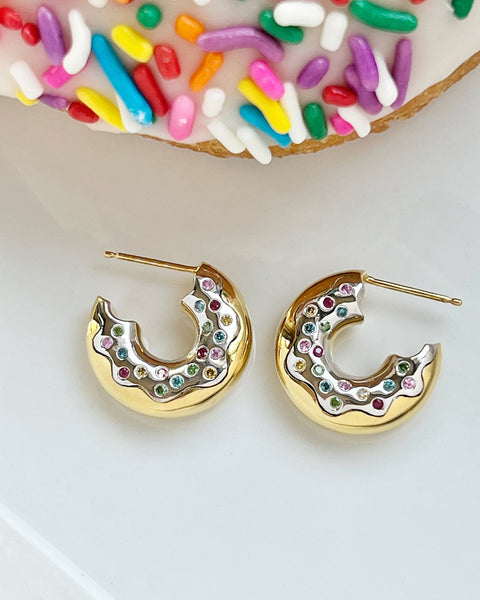 Diamond Donut Hoop Earrings