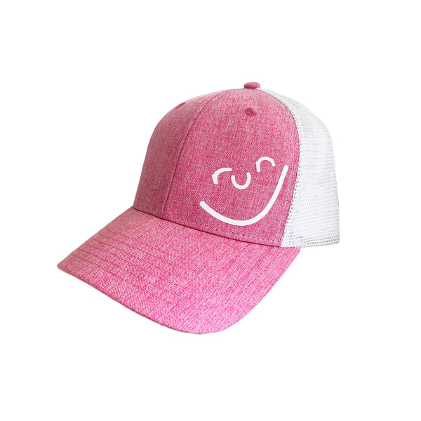 Run Smiley Hat Pink/White